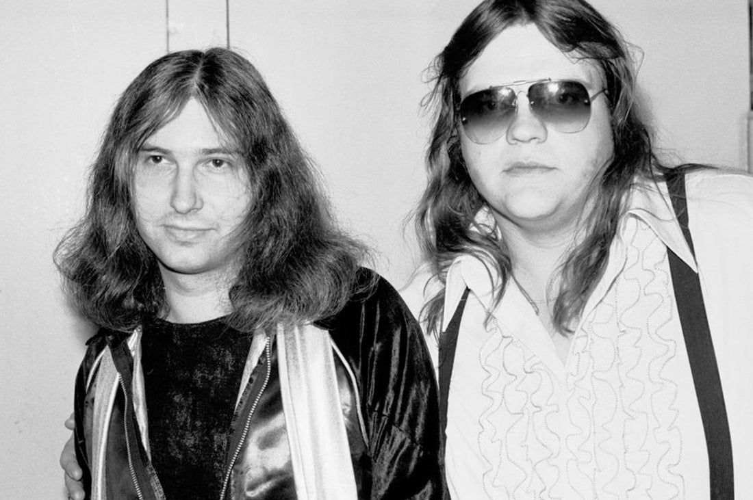Black and white photo of Jim Steinman and Meatloaf.