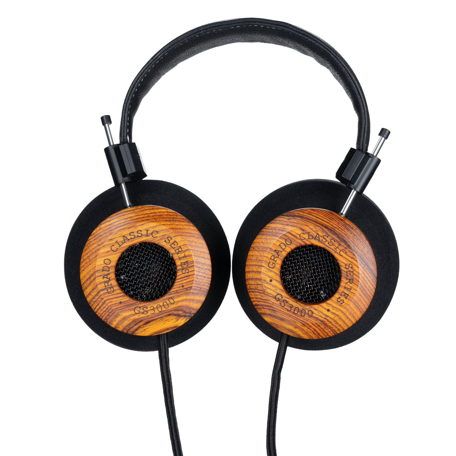 Photo of Grado GS3000 Headphones from the top - both the left and right ear cups can be seen and have the words - Grado Classic Series - GS3000 on them.