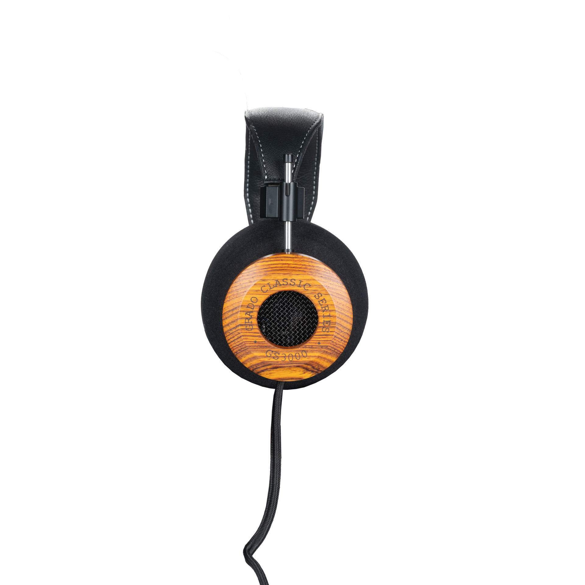 Photo of Grado GS3000 Headphones taken from the side - the words - Grado Classic Series - and - GS3000 - can be seen on the ear cup.