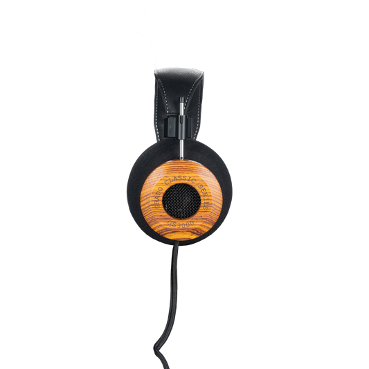 Photo of Grado GS3000 Headphones taken from the side - the words - Grado Classic Series - and - GS3000 - can be seen on the ear cup.