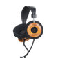 Photo of Grado GS3000 Headphones on a white background taken from the 3/4 view - One ear cup is facing down while the other ear cup is facing outward - the words - Grado Classic Series - and - GS3000 - can be seen on the ear cup.