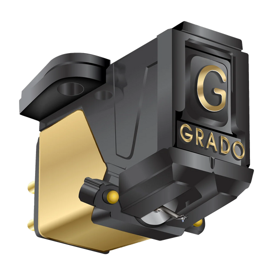 Close up rendering of a Gold4 Cartridge which is black and gold with a large G and the word GRADO on the front in gold letters.