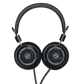Photo of Grado SR80 Headphones  taken from the top - both the left and right ear cups can be seen and have the model name - SR80 - in the center - and - The Classic Series - and - Grado Labs - are written on the outer edge of the ear cups. The cables can be seen coming out of the headphone.