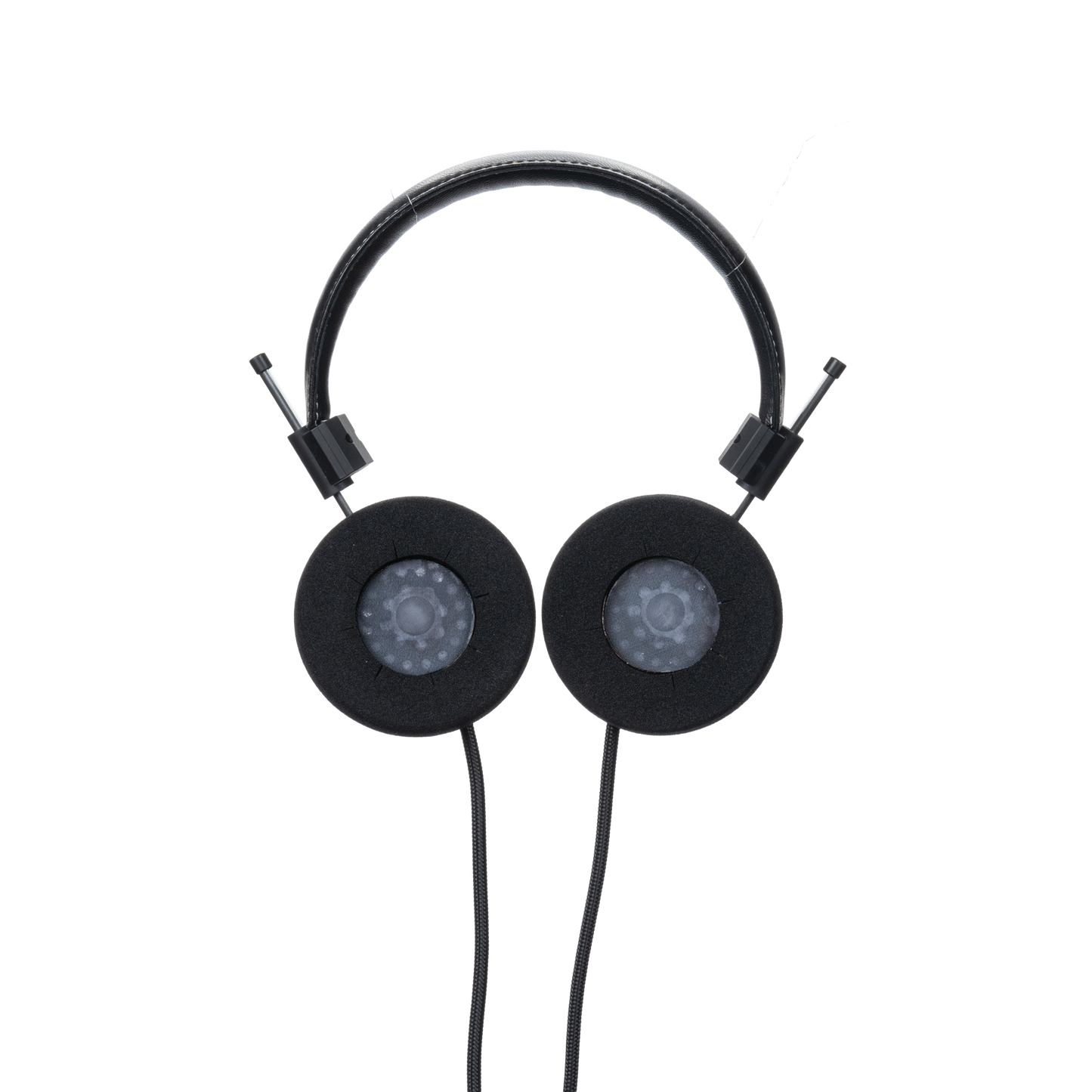 Photo of the Hemp Headphones with the ear cushions facing the camera.