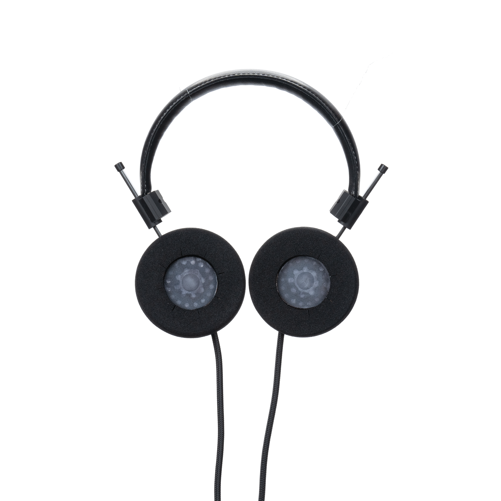 Photo of the Hemp Headphones with the ear cushions facing the camera.