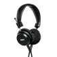 Photo of Grado S150 Headphones taken from the 3/4 view - the Grado logo is featured in the center of the ear cup and the black cables can be seen coming out of the headphone.