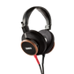 Photo of Grado S550 Headphones taken from the 3/4 view - the Grado logo is featured in the center of the ear cup and the red/black cables can be seen coming out of the headphone.