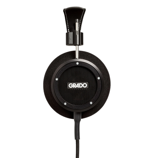 Photo of Grado S750 Headphones taken from the side - the Grado logo is featured in the center of the ear cup.