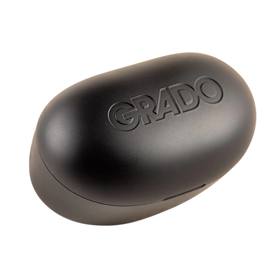 Photo of the GT220 Case, which is black has the word - GRADO - engraved in it.
