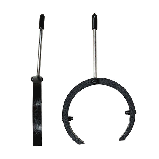 Photo of a black plastic gimbal ring on a white background.