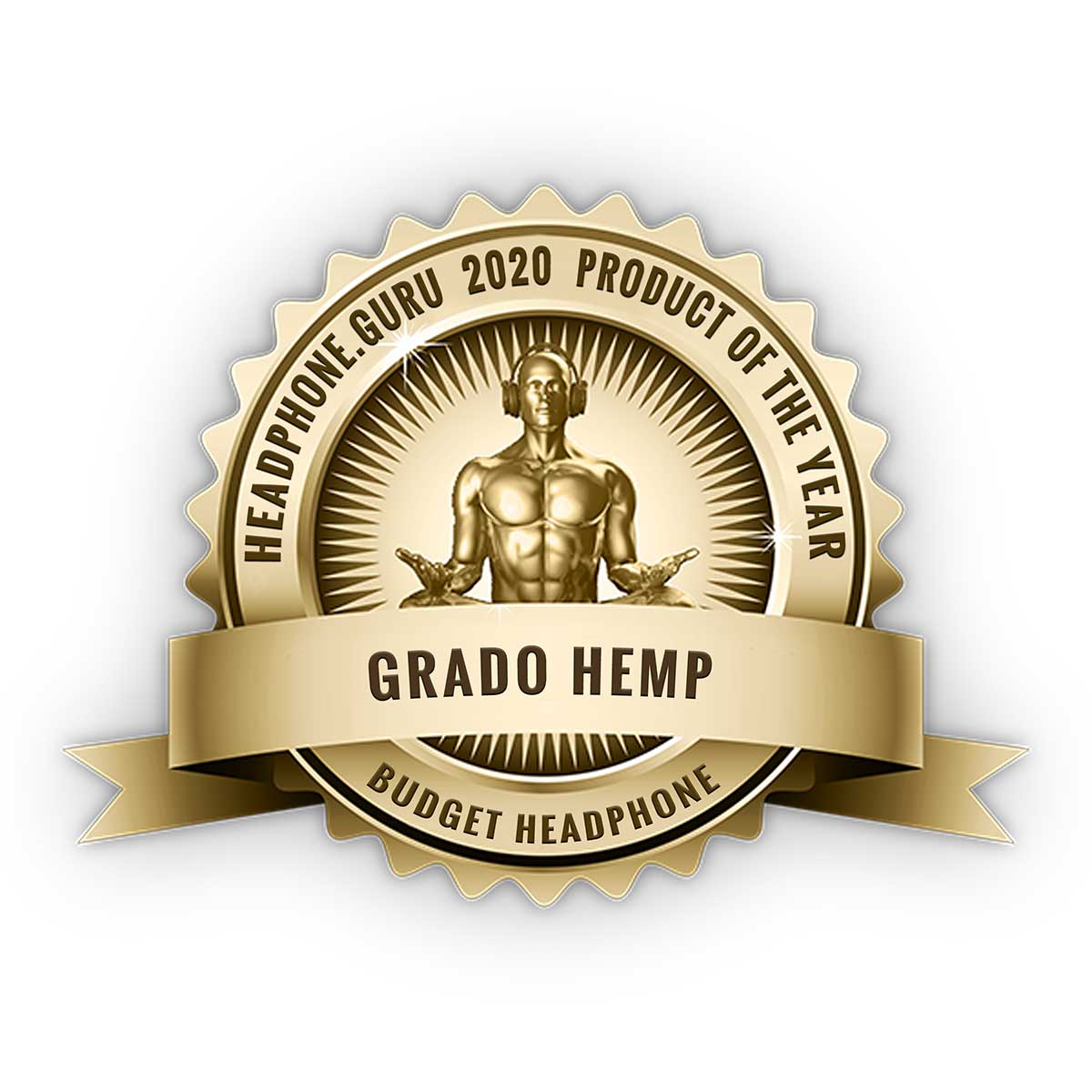 Gold Headphones.guru 2020 product of the year Award Banner.